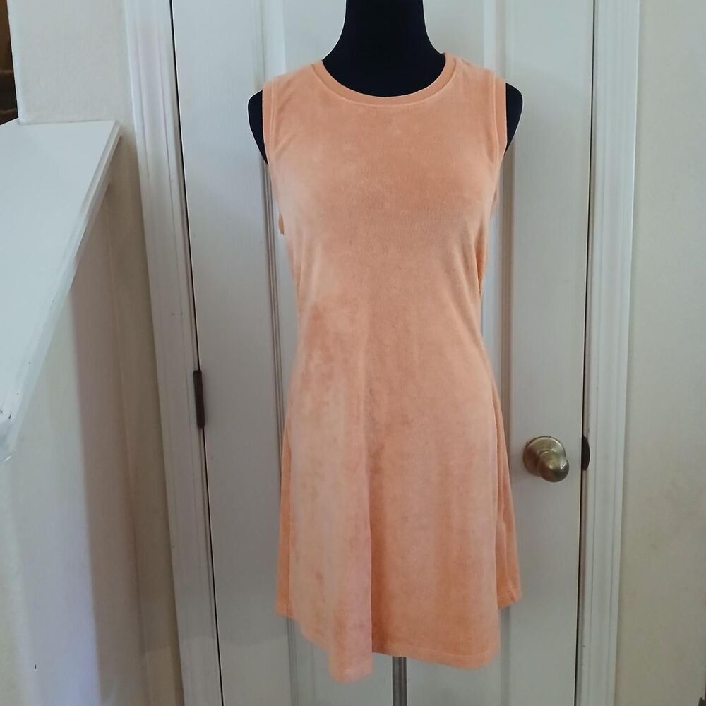 Beyond Yoga Out of Town Terry Cloth Tank Dress Peach Blush S Coastal Beach Pool